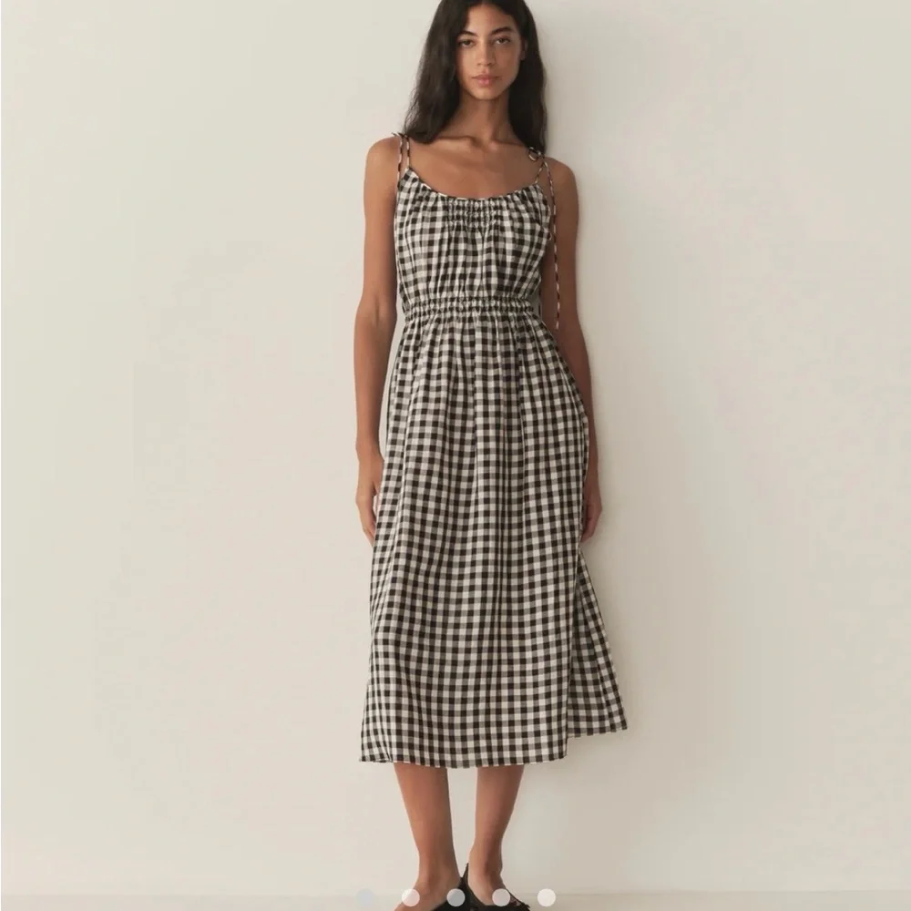 Doen Leslie Black and White Gingham Midi Dress - Picture 1 of 11